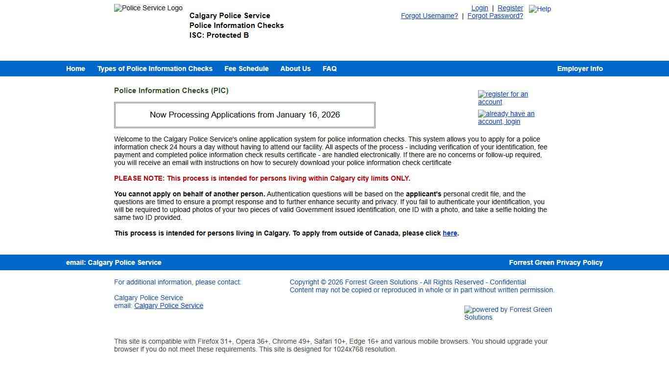 Police Information Checks - ISC: Protected B :: Calgary Police Service :: Consumer :: Home